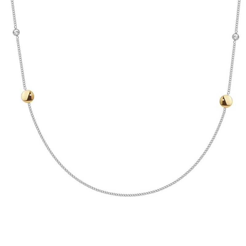 Collana Lunga Donna Luca Barra CK2286 In Acciaio Con Elementi Dorati E Strass