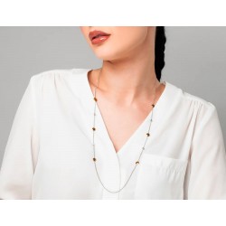 Collana Lunga Donna Luca Barra CK2286 In Acciaio Con Elementi Dorati E Strass