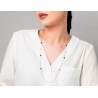 Collana Lunga Donna Luca Barra CK2286 In Acciaio Con Elementi Dorati E Strass