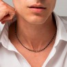 Collana Uomo Luca Barra CL385 In Acciaio Con Cilindri Neri E Sfere Sfaccettate