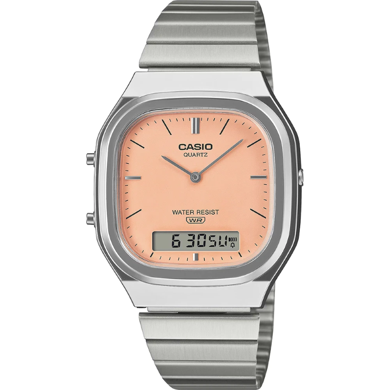 Orologio Donna Casio AQ-240E-4AEF Analogico E Digitale Con Quadrante Rosa