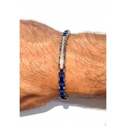 Bracciale Uomo Ananda Steel And Co AXBR1540 In Acciaio Con Inserti In Ceramica Blu