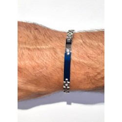 Bracciale Uomo Ananda Steel And Co AXBR53 In Acciaio Con Piastra Blu