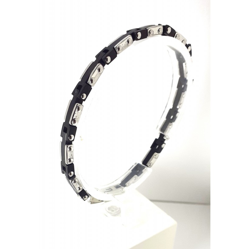 Bracciale Uomo Ananda Steel And Co AXBR37 N In Acciaio Bicolore Nero-Argento