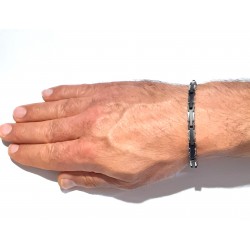 Bracciale Uomo Ananda Steel And Co AXBR37 N In Acciaio Bicolore Nero-Argento