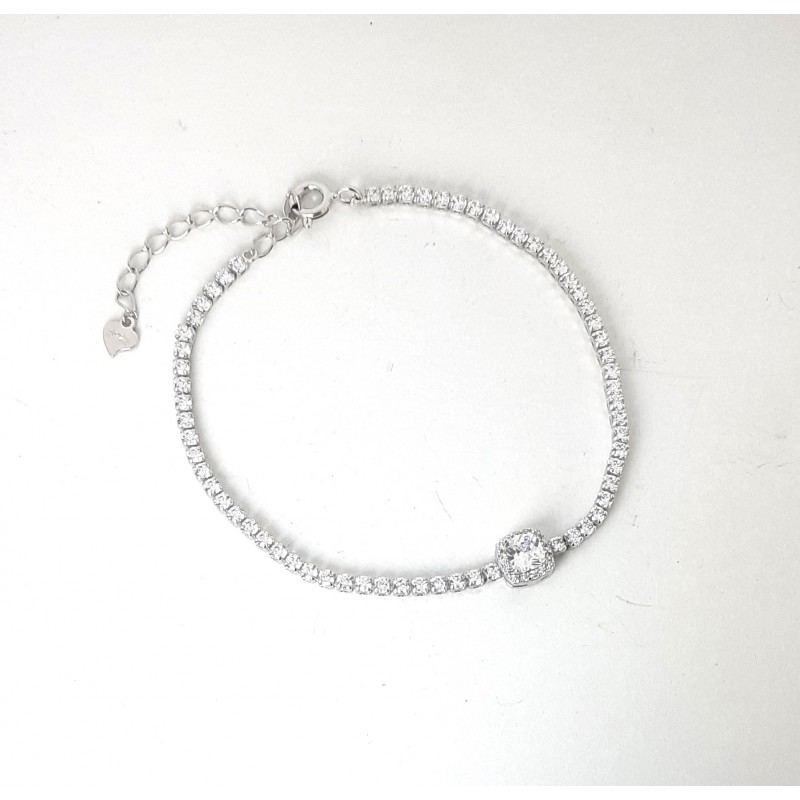 Bracciale Tennis Donna Gioja Argento CBR13 C In Argento Con Zircone Centrale 4 mm