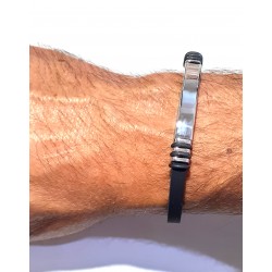 Bracciale Uomo Ananda Steel And Co AXBR22 P Caucciù Con Piastra Acciaio