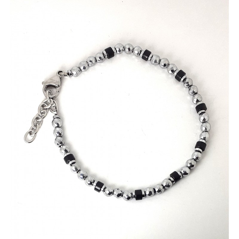 Bracciale Uomo Ananda Steel And Co AXBR12 BN In Acciaio Con Bussolotti Neri