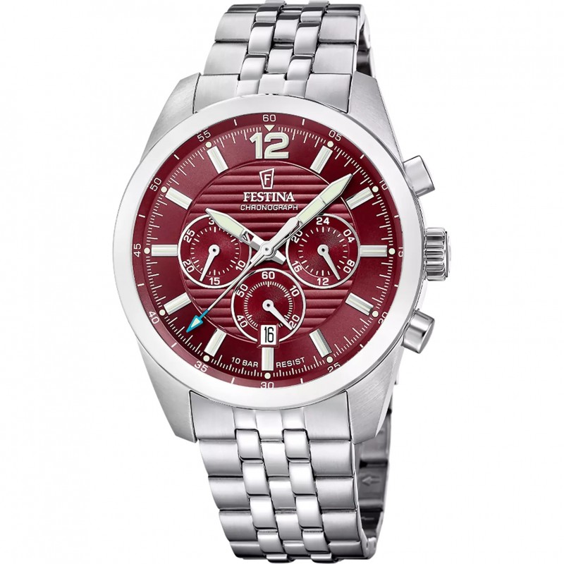 Orologio Uomo Festina F20742/6 Cronografo Con Quadrante Rosso