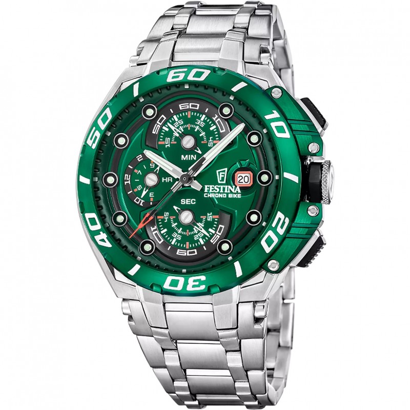 Orologio Uomo Festina Chrono Bike F20754/5 Cronografo Con Quadrante Verde