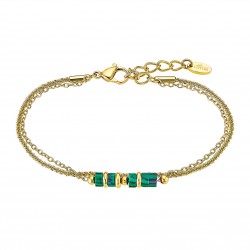 Bracciale Donna Lotus Style LS2561/2/3 In Acciaio Dorato Doppio Filo Con Pietre Verdi