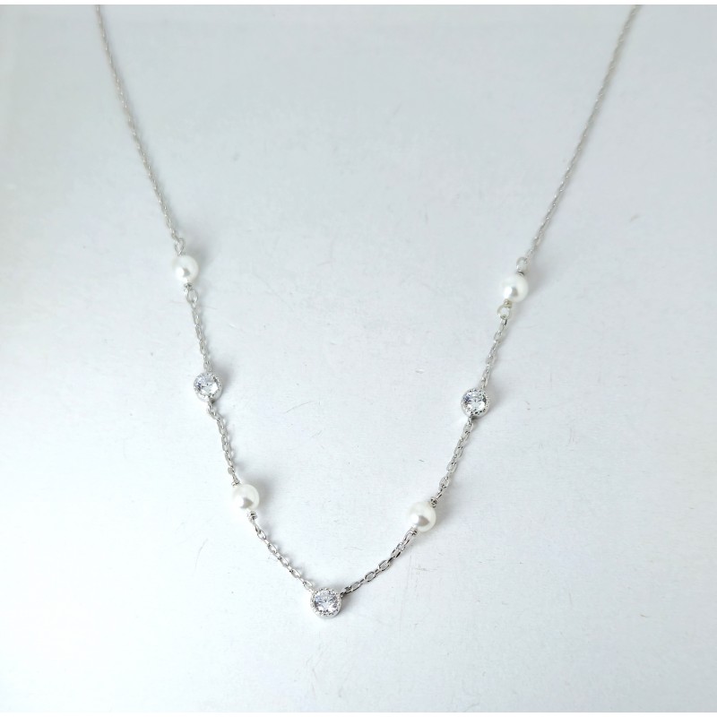 Collana Donna Lotus Silver LP3411-1/1 In Argento Con Perle E Zirconi