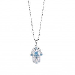 Collana Donna Lotus Silver LP1989-1/4 Con Mano Di Fatima E Zirconi Azzurri