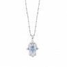 Collana Donna Lotus Silver LP1989-1/4 Con Mano Di Fatima E Zirconi Azzurri