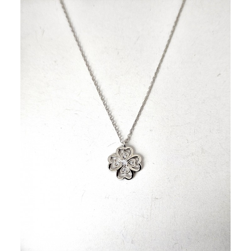 Collana Donna Lotus Silver LP3709-1/1 In Argento Con Quadrifoglio E Zirconi