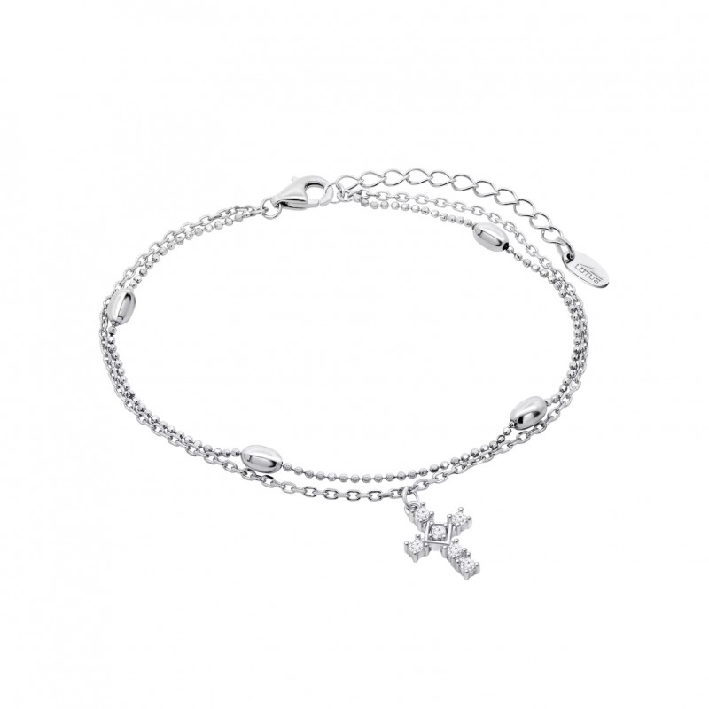 Bracciale Donna Lotus Silver LP3941-2/1 In Argento Doppio Filo Con Croce
