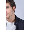 Mono Orecchino Uomo Luca Barra OK1296 A Cerchio In Acciaio IP Nero Con Cristalli Neri