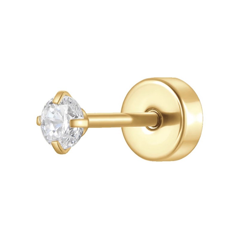 Piercing Orecchio Unisex Luca Barra PR133 In Acciaio Dorato Con Zircone