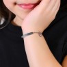 Bracciale Bambina Luca Barra JB205 In acciaio Con Piastra E Farfalla Con Smalto Glicine