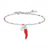 Bracciale Bambina Luca Barra JB266 In Acciaio Con Cornetto Rosso E Cuore