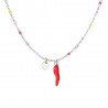 Collana Bambina Luca Barra JB171 In Acciaio Con Cornetto Rosso E Cuore