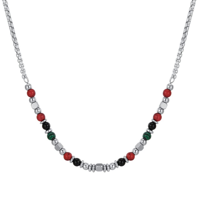 Collana Bambino Luca Barra JC139 In Acciaio Con Sfere Multicolore