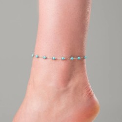 Cavigliera Donna Luca Barra CV183 In Acciaio Con Sfere Turchesi