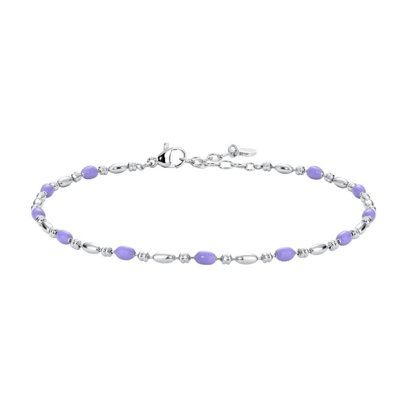 Cavigliera Donna Luca Barra CV185 In Acciaio Con Smalto Viola