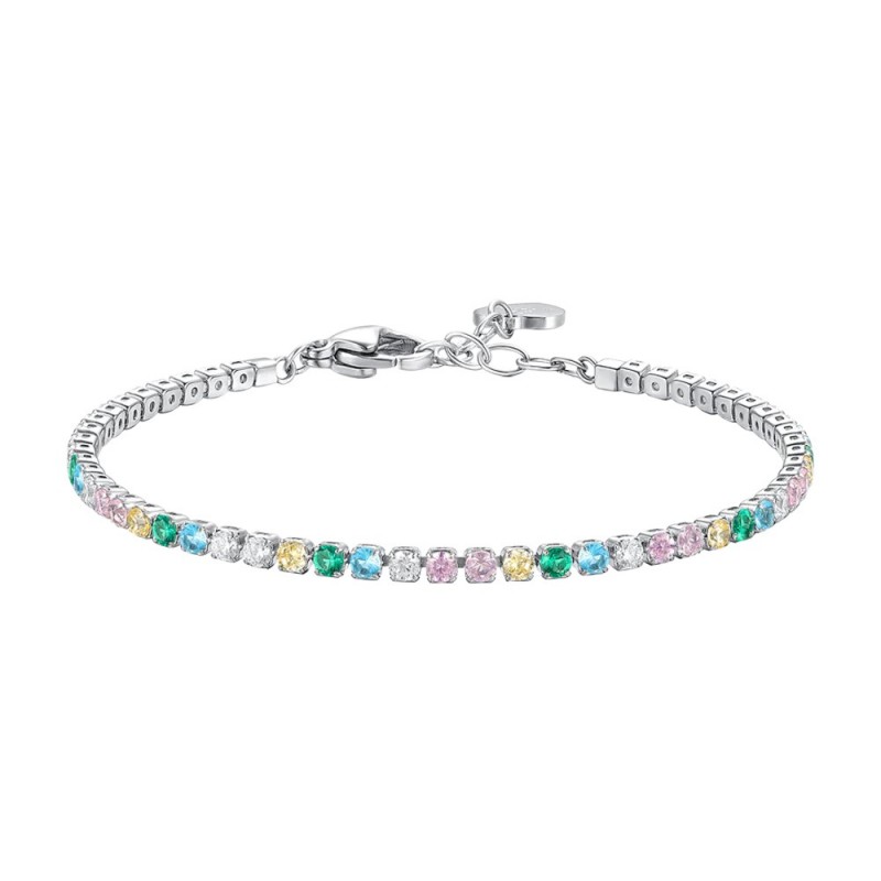 Bracciale Tennis Donna Luca Barra BK2878 In Acciaio Con Zirconi Multicolore 2 mm