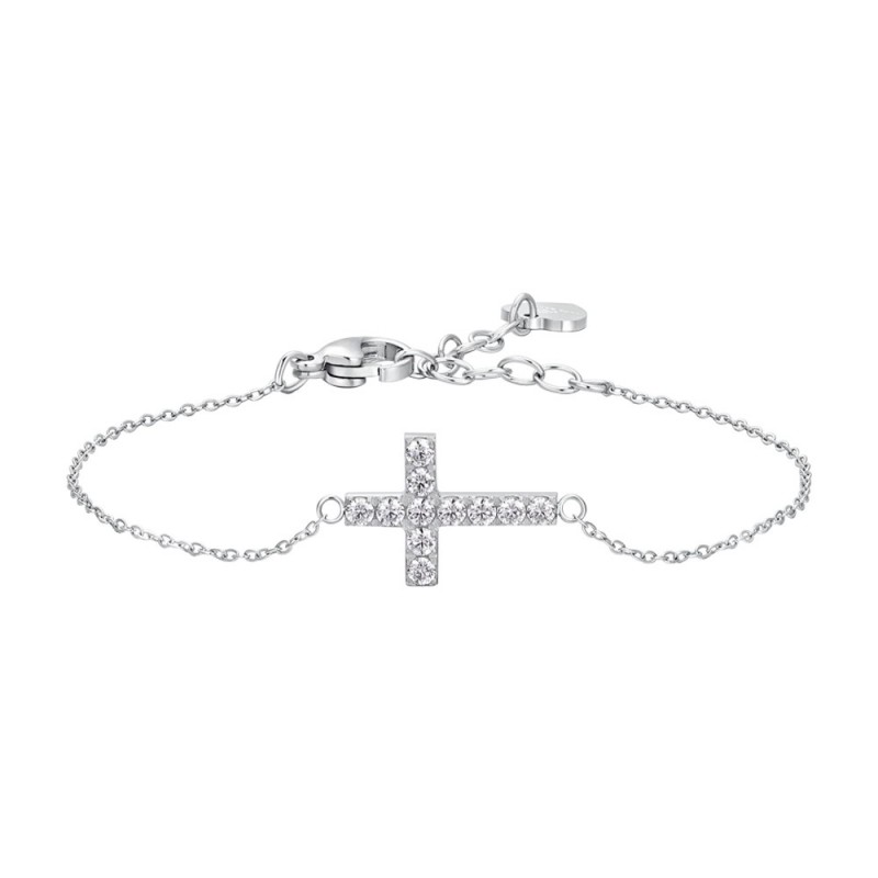 Bracciale Donna Luca Barra BK2760 In Acciaio Con Croce E Cristalli