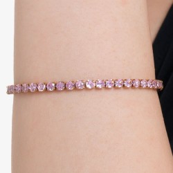 Bracciale Tennis Donna Luca Barra BK2277 In Acciaio Dorato Con Zirconi Rosa