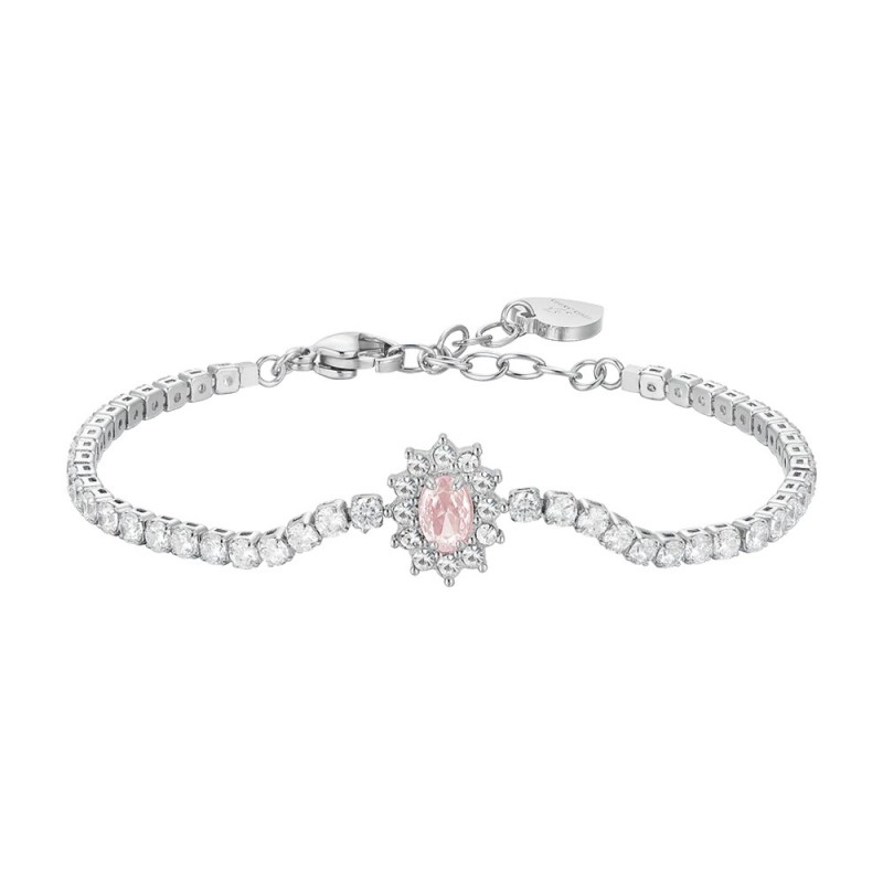 Bracciale Tennis Donna Luca Barra BK2737 In Acciaio Con Zircone Rosa