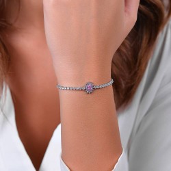 Bracciale Tennis Donna Luca Barra BK2737 In Acciaio Con Zircone Rosa