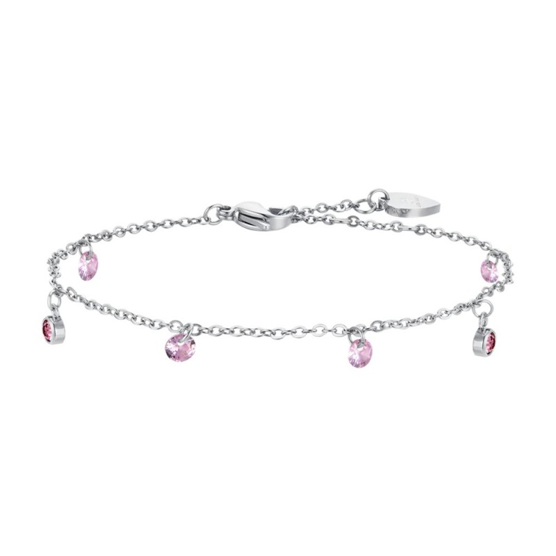 Bracciale Donna Luca Barra BK2606 In Acciaio Con Zirconi E Cristalli Rosa