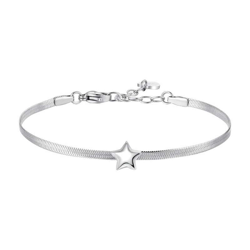 Bracciale Donna Luca Barra BK2966 In Acciaio Maglia Snake Con Quadrifoglio