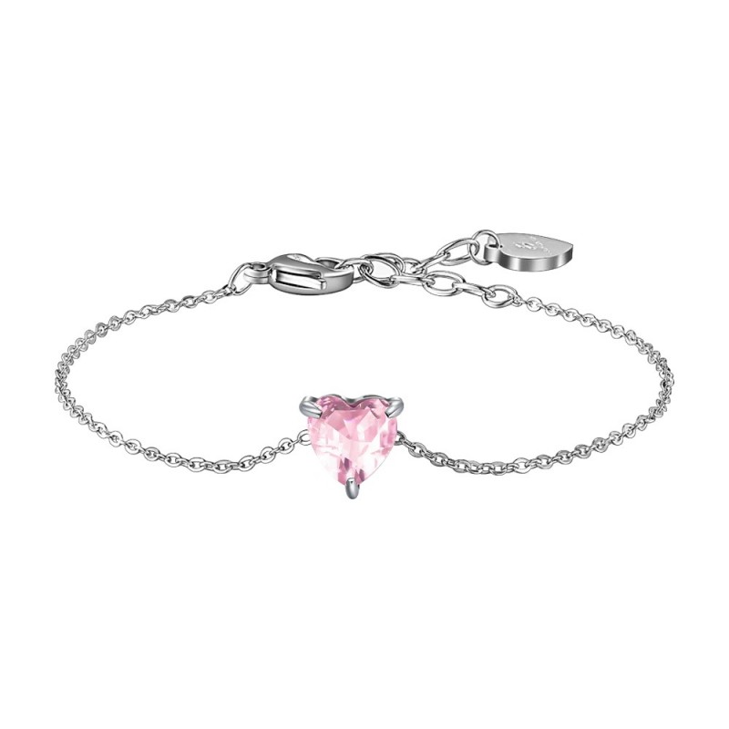 Bracciale Donna Luca Barra BK2765 In Acciaio Con Zircone Rosa A Cuore