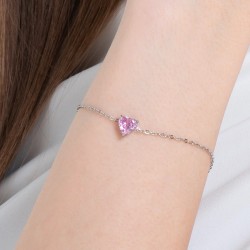 Bracciale Donna Luca Barra BK2765 In Acciaio Con Zircone Rosa A Cuore