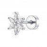 Piercing Orecchio Donna Luca Barra PR120 In Acciaio A Fiore Con Zirconi