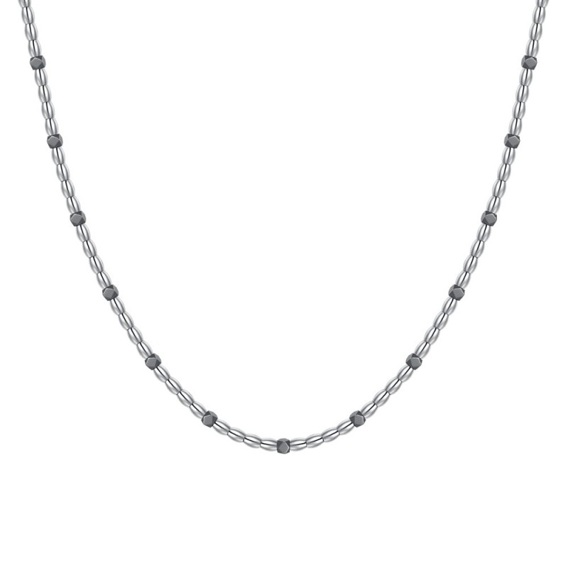 Collana Uomo Luca Barra CL369 In Acciaio Con Elementi Antracite