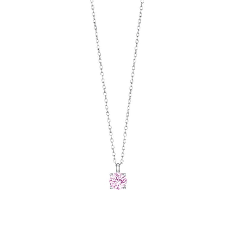 Collana Donna Luca Barra CK2139 In Acciaio Punto Luce Con Zircone Rosa 5 mm