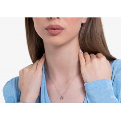 Collana Donna Luca Barra CK2139 In Acciaio Punto Luce Con Zircone Rosa 5 mm