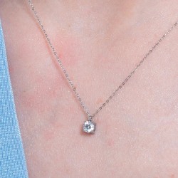 Collana Donna Luca Barra CK2140 In Acciaio Punto Luce Con Zircone 5 mm