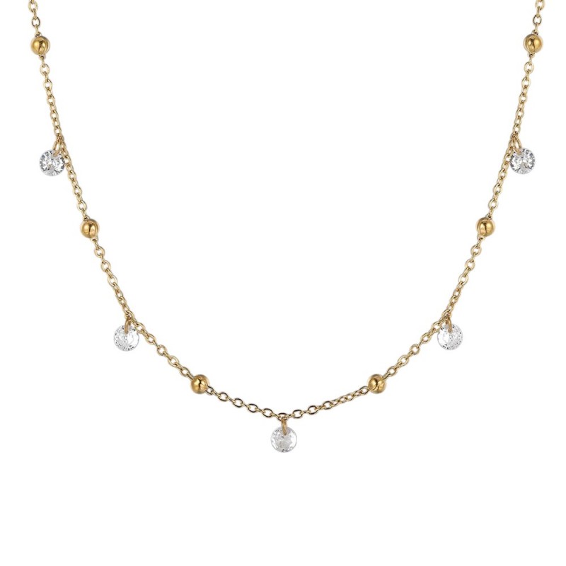 Collana Donna Luca Barra CK2182 In Acciaio Dorato Con Zirconi