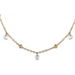 Collana Donna Luca Barra CK2182 In Acciaio Dorato Con Zirconi