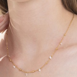 Collana Donna Luca Barra CK2182 In Acciaio Dorato Con Zirconi