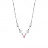 Collana Donna Luca Barra CK2076 In Acciaio Con Zircone Rosa E Cuori