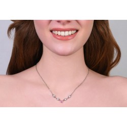Collana Donna Luca Barra CK2076 In Acciaio Con Zircone Rosa E Cuori