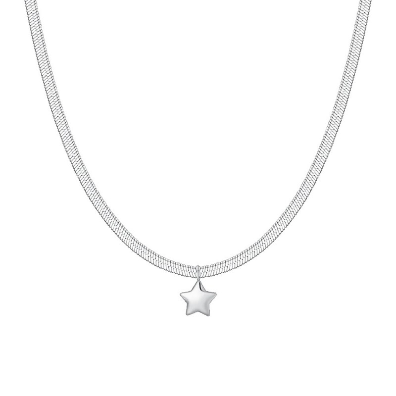 Collana Donna Luca Barra CK2259 In Acciaio Maglia Snake Con Stella
