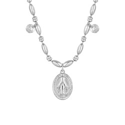 Collana Donna Luca Barra CK2222 In Acciaio Con Madonnina Miracolosa E Zirconi
