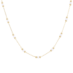 Collana Donna Luca Barra CK2273 In Acciaio Dorato Con Perle E Sfere